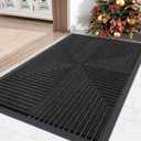 Arotive Front Door Mat, Heavy Duty Outdoor Indoor Mat, Non-Slip Doormat for Home Entrance, Low Profile, Easy Clean, Dirt Trapper Entryway Floor Mats for Outside, Garages and Patios, 29.5x17, Black