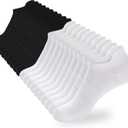 Ankle Socks Women's and Mens - 6/10 Pairs Low Cut Tab & No Show Athletics Running Socks (7-9, 10pairs White5+black5)