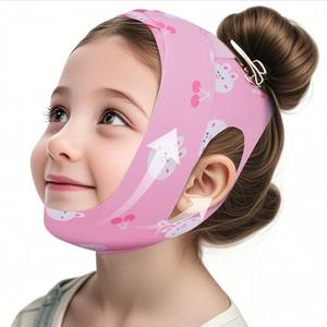 Anti-Snoring Chin Strap for Sleeping Kids, Professional Anti-Snoring Solution, Highly Breathable and Elastic, Adjustable Size, Suitable for Teens, Children and Petite Adults (Pink Cartoon)