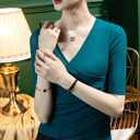 METWEY Wrap Tops for Women Summer Mesh Ruched Top Trendy 2026 Date Outfits V Neck Business Casual Work T Shirts Blouse (M)