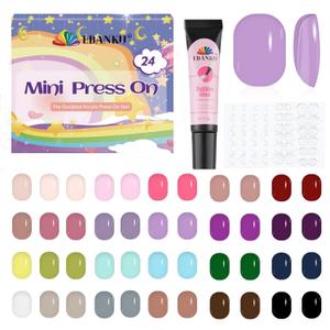 576 Pieces Kids Short Glossy Press on Nails, EBANKU Children False Nails 24 Colors Glossy Acrylic Nails Art Tip for Kids Short Full Cover Fake Nails for Women Girls