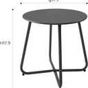 Meluvici Patio Small Side Table Waterproof Round Metal Steel Weather Resistant Portable Outdoor and Indoor End Table for Garden Balcony Yard, Black
