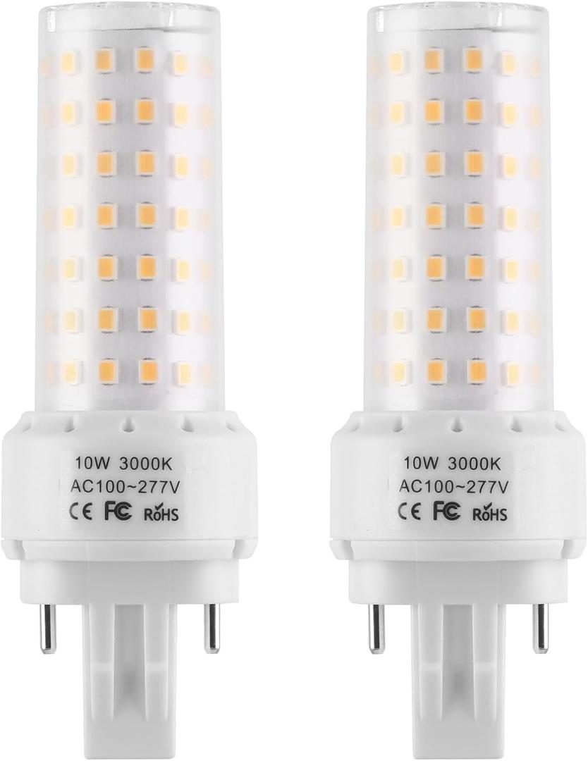 GX23-2 Base LED Light Bulb Plug and Play,3000K Warm White 2Pin LED PL Bulb, 13W 18W CFL Equivalent, Ballast Compatible 10W 2pcs (Warm White, GX23-2 Base)
