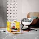 Acrylic Nightstand Colorful Bedside Table with Open Storage Shelf,Clear Side Table for Living Room (1, Yellow)
