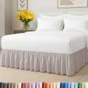 Bedskirt King Size Ruffle - 15 inch Drop Dust Ruffle Bed Skirt with Platform - Soft, Easy Fit, Premium Hotel Quality - Wrinkle, Fade & Shrink Resistant - for Women, Men, Kids and Teens - Light Grey