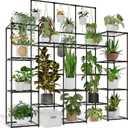 Metal Plant Stand Outdoor 63" Tall Plant Shelf for Plants 14-Tier Large Plant Sheves for Indoor Plants Living Room Heavy Duty Rack Garden Balcony Patio Hanging Planter