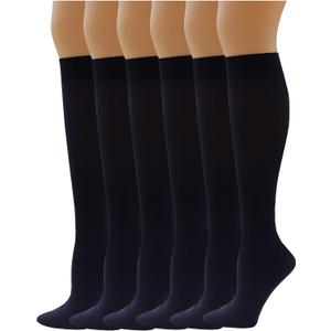 SUMONA 6 Pairs Women Opaque Stretchy Spandex Knee High Trouser Socks (9-11, Navy)