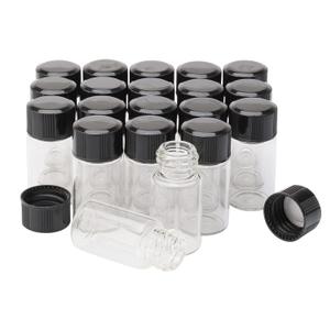 JIUWU 20pcs 3ml Glass Bottles with Cap Transparent Clear Empty Plastic Bottles Jars
