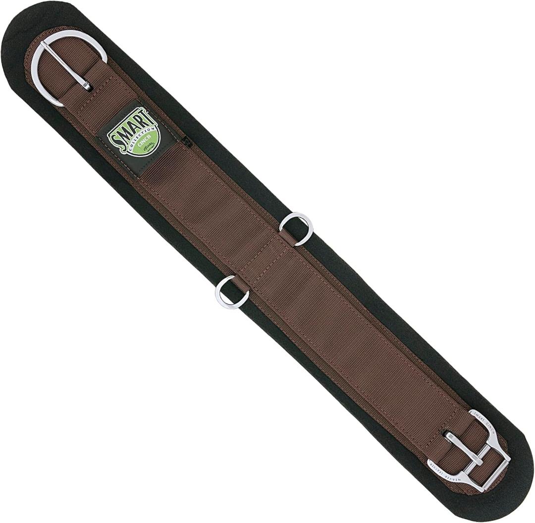 Weaver Equine Straight Smart Horse Cinch, Anti-Slip Felt Lined Saddle Cinch Girth with Smart Cinch Buckle, Western Horse Riding Supplies, Black