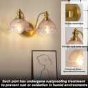 Vintage Bathroom Vanity Light, 2-Light Matte Brass Finish Vanity Light with Floral Amber Glass Shades, Bathroom Light fixtures Suitable for Vanity Light Fixture