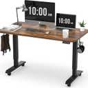 Monomi Electric Height Adjustable Standing Desk, 48x24 Inches, Ergonomic Home Office Sit/Stand Up Desk with Two-Piece Desktop (Black Steel Frame/Rustic Brown Top)