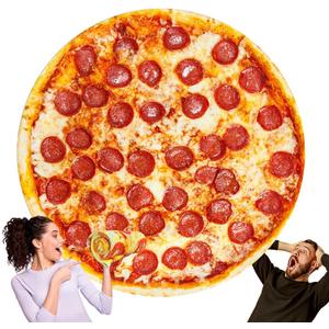 HDFK Pizza Blanket Adult Size Double Sided Red Pepperoni Realistic Food Fleece Kids Size Cheese Fluffy Throw Blankets Flannel Funny Novelty Present 71 inches Round Lightweight White Elephant Christmas