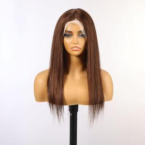 BLONDE UNICORN 22 Inch 100% Human Hair Wig for White Women,136 Lace Front Wig, Natrual Brown Long Straight Wig for Daily Use