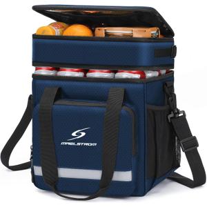 Maelstrom Lunch Box for Men,Insulated Lunch Bag Women/Men,Leakproof Lunch Cooler Bag, Lunch Tote Bag (2.Double-Layer (18L/28cans), 2.Double Layer - Blue)