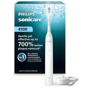 Philips Sonicare 4100 Series Electric Toothbrush - Sonic Toothbrush with Advanced Sonic Technology, Pressure Sensor, Two Intensity Settings, Smartimer & Quadpacer, White, Model HX3681/23