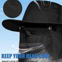 Wide Brim Sun Hat with Detachable Face Cover & Neck Flap Waterproof Safari Fishing UPF 50+ UV Protection Hat for Men Women (Black)