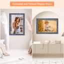 12x18 Blue Wood Frame with Gold Trim, Natural Wooden 18x12in Picture Frames, For 12 x 18inch Gallery Photo Pic with HD Plexiglass, 1.85in Widen, Horizontal Vertical Wall Display 1Pcs