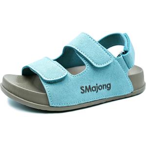SMajong Boys Sandals Girls Sandal Kids | Non-Slip Slides, Lightweight, Adjustable, Open Toes, Flat (Blue)