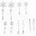 10PCS Clear Acrylic Snowflake Ornaments - Crystal Icicle Hanging Pendants with Crystal Rope for Holiday Home Decoration