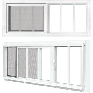 2 Pack Sliding Shed Windows 12"x29", White