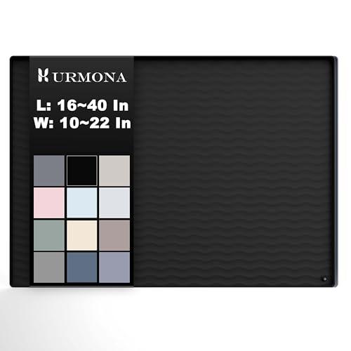 URMONA 19'' x 19'' Waterproof Silicone Under Sink Mat Cabinet and Counter Protector, Shelf Liner for Kitchen and Bathroom, Storage and Organizers, Litter Mat, Pet Cat Puppy Essentials（Black）