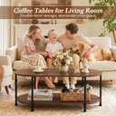 Coffee Table for Living Room, 39" Oval Coffee Table with Storage, 2-Tier Wood and Metal Center Table, Modern Living Room Table with Rounded Edge, Easy Assembly