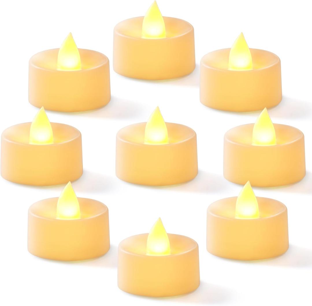 Homemory 100-Pack Flameless LED Tea Lights Candles Battery Operated, 200+Hour Fake Electric Candles TeaLights for Votive, Halloween, Ofrenda, Diya, Wedding Centerpiece Table Decor, Funeral, Christmas (Brgiht Amber Light, White Base)
