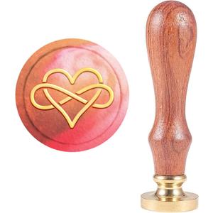 CRASPIRE Heart Wax Seal Stamp for Wedding 25mm Love Sealing Wax Stamps Valentines Day Vintage Removable Brass Sealing Head Wood Handle with Wooden Handle for Christmas Envelope Invitations (Heart Shape)