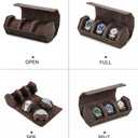 Genuine Leather Watch Roll Travel Case, Vintage Full Grain Leather Hexagon Watches Storage Organizer with Display Removable Pillows & Solid Dividers for Home Storage &Display(3 Slots)