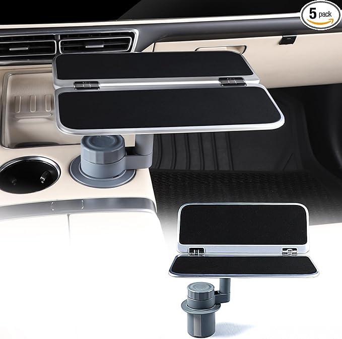 360° Rotating Folding Cup Holder Table, Steering Wheel Tray, Car & Laptop Desk Car Accessories for Women & Men, Fit Tesla Model Y/3/S/Explorer/Maverick, 