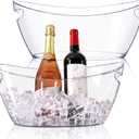 Ice Buckets for Parties, 2pcs Acrylic Champagne Beverage, Drinks Buckets Tub for Cocktail Bar, 5.5L Ice Bucket for Christmas Party(16.5 * 7.3 * 6.8inch) (Clear)