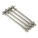 Mellewell 3/8-16 x 7 Hex Head Bolts with Hex Nuts and Thick Flat & Lock Washers, Partially Threaded, Stainless Steel 18-8, Plain Finish, 4 Sets