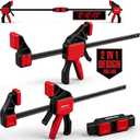 3-Piece 12 Inch Bar Clamps for Woodworking with Clamp Connector, 12" Quick-Release Wood Clamps with 150 LBS Load Limit, Trigger Clamp Set, One-Handed Clamps/Spreader Ideal for Woodworking DIY Projects