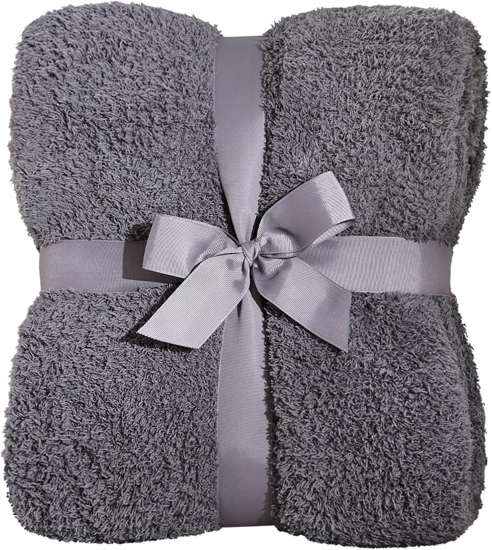 Panku Ultra Soft Cozy Knit Throw Blanket for Couch and Bed, Knitted Luxury Cozy Warm Fleece Blanket Throw, Plush Fluffy and Fuzzy Blankets for Gift (50x60 Inches, Dove Grey)