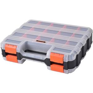 HDX 320028 34-Compartment Double Sided Organizer with Impact Resistant Polymer and Customizable Removable Plastic Dividers,Black/Orange