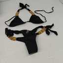 Women Sexy Crystal Rhinestone Bikini Set, Halter Triangle 2 Piece Swimsuit, High Cut Scrunch Butt Cheeky Bathing Suit M