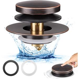 Bathtub Drain Stopper, Uxoz Universal Tub Stopper for Replacing Tip Toe/Trip Lever/Lift&Turn Tub Drain, Bath Tub Drain Stoppers Desiged for 1.5" to1.72 Drain Hole with 3 O-Rings, Oil Rubbed Bronze
