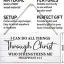 I Can Do All Things Through Christ Wall Art Sign, Printed Wood Plaque Sign Wall Hanging, Christian Signs For Home Decor Wall, Philippians 4:13 Wall Decor Gift, Farmhouse Decor Wall Art Sign 12" x 6" (style 01)