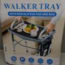 FANGSUN Walker Tray for Folding Walker Foldable Tray for Walkers with Side Pockets & Cup Holder, Spill-Proof, Easy Install with Straps, Fits Rolling Walkers with Side Bars, for Meals & Drinks