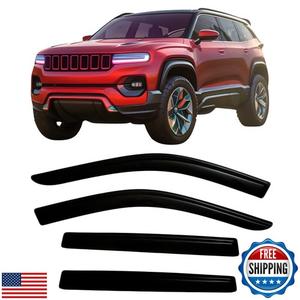 2022-2025 Tape-On Rain Guards for Jeep Grand Cherokee Side Window Visor Deflectors Laredo Altitude Limited Trailhawk Overland Summit Reserve Durable Tinted Shades 2023 2024