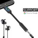 VIMVIP USB C to 3.5mm Headphone Jack Adapter, Type C to 3.5mm Audio Adapter Aux Microphone Connector (Black)