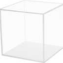 Transparent Acrylic Square Cube Containers with Lid Storage Boxes, Action Figures Home Storage Organizing Toys Craft Supplies Display Case with White Base, Countertop Plexiglass Case, 4x4Inch (Cube-4x4x4in, 1Pcs)