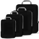 PANDA JOYS 4 Set Compression Packing Cubes Travel - Travel Accessories Expandable Packing Organizers for Carry On - Essentials Luggage Bags