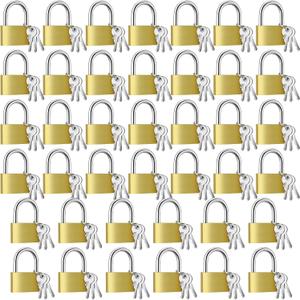 Yaocom Solid Brass Keyed Padlock, Small Padlocks Keyed Alike Yellow Gym Lock, Strong Padlock with Key for Luggage Toolbox(40 Pcs,30 mm)