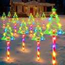 WdtPro Solar Christmas Pathway Lights Outdoor Decorations, 10 Pack Xmas Tree Candy Lights for Yard Walkway Lawn Porch, 10 Modes Led Waterproof Garden Patio Stake Lights Holiday Decor