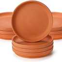 Suwimut 10 Pack Terracotta Pot Plant Saucer, 6 Inch Round Terra Cotta Planter Saucers for 5 Inch 5.5 Inch 6 Inch Flower Pot with Drainage Hole, Small Clay Planter Drip Trays for Indoor, Outdoor Plants