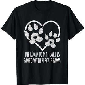 Fun Cute Adoption Animal Rescue Dog T-Shirt (Small, Black)