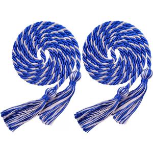 Double Blue and White Graduation Honor Cords for Graduation 2025, National Honors Society Royal Blue and White Cords