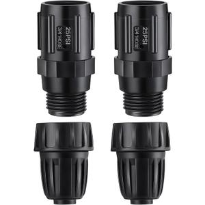 4 Pcs 25 PSI Drip Irrigation Pressure Regulator Faucet Adapter Kit, 2Pcs 3/4" FHT x 3/4'' MHT Pressure Regulator, 2Pcs 1/2 Inch Tubing Adapter for Drip Irrigation System