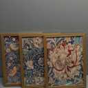 Wood Frame William Morris Wall Art Set of 3, Vintage Botanical Floral Canvas Wall Decor Painting, Farmhouse Artwork Aesthetic Posters Prints for Living Room Bedroom Bathroom 12x16In Framed (Colorful Flowers)